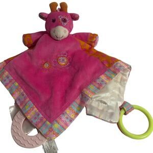 Mary Meyer Orange Pink Baby Giraffe Lovey Activity Security Blanket 12 x 12"